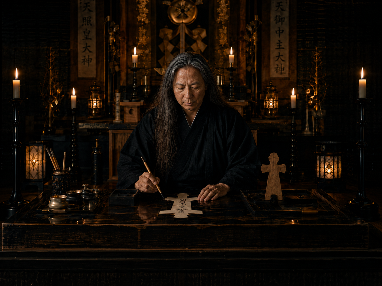 A quiet ritual setting for UNUS SUM Katashiro Ritual Work.